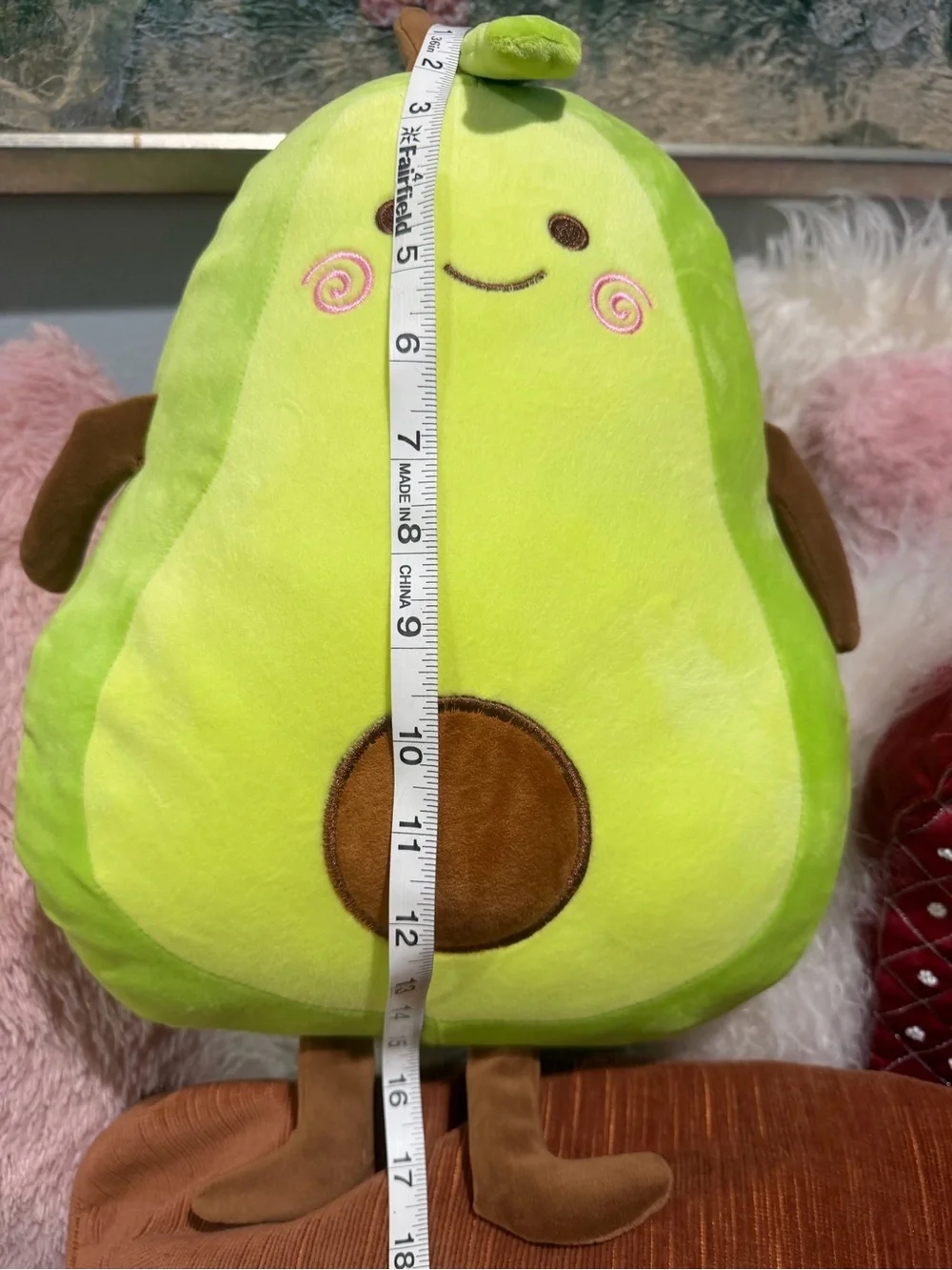 Cute Avocado Plush Pillow - Bright Lime Green
